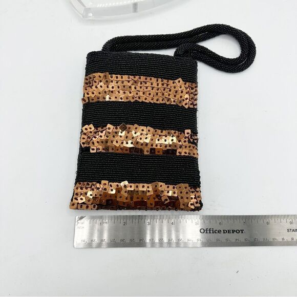 Black and Copper‎ Beaded, Sequined Small Fancy Mini Bag Handbag - Picture 7 of 10